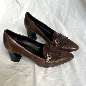Tod’s Italian Leather Block Heels Loafer style 8